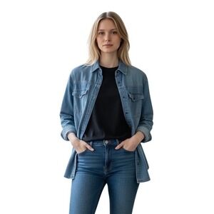 Anine Bing Womens Denim Button Down Shirt Size Small